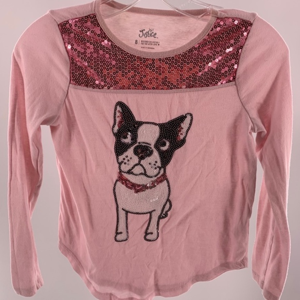 Justice Top. French English Bulldog with Sequins